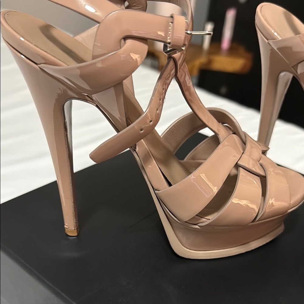 YSL Tribute Platform heels parent nude sz 6.5 - Picture 5 of 16